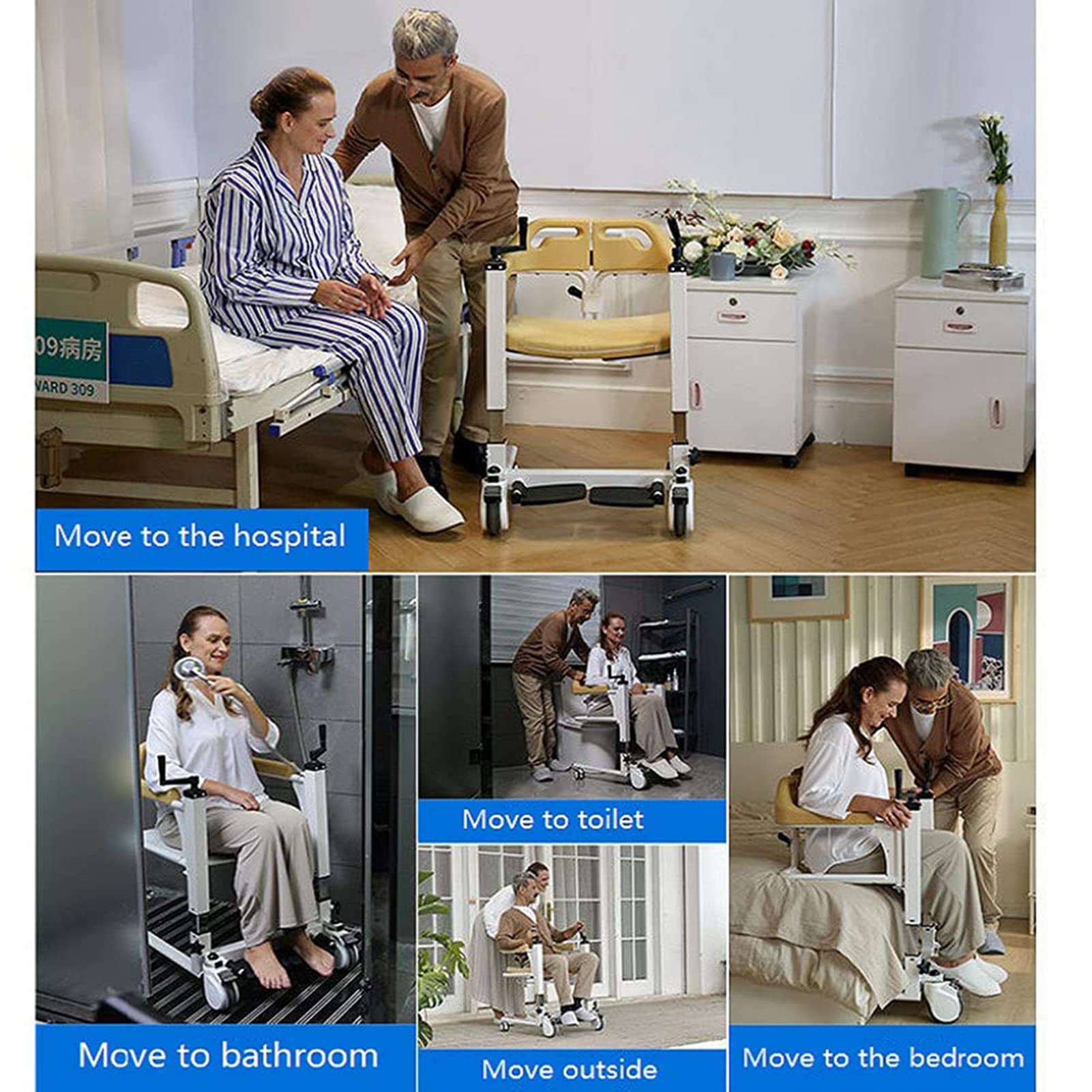 Silla de Traslado de Pacientes, Elevador para Silla de Ruedas, Grúa para Elevación Y Traslado de Pacientes, Silla de Traslado de Pacientes Multifuncional