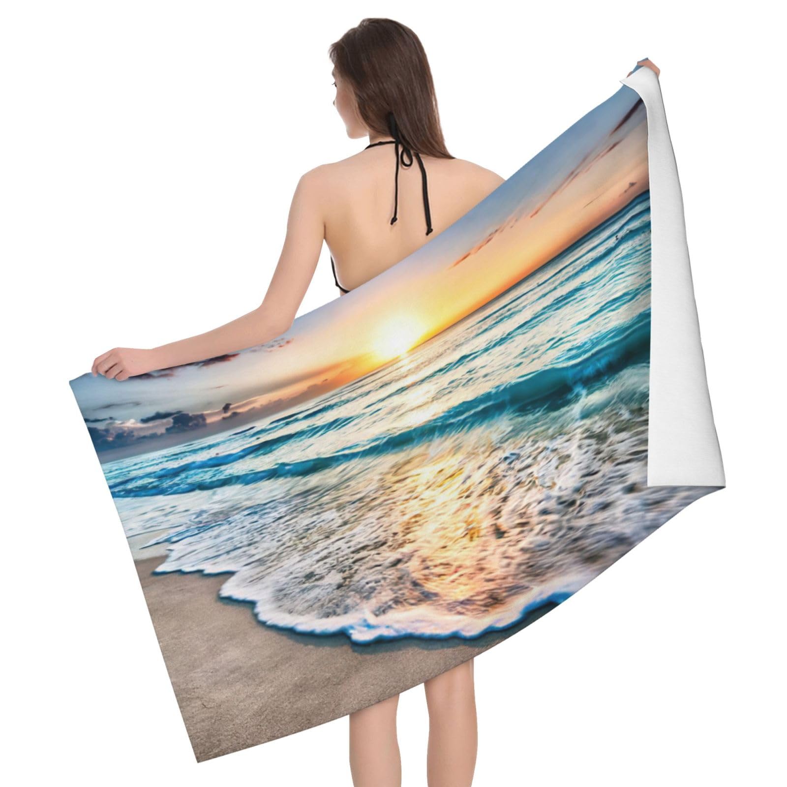 Serviette de bain microfibre imprimée très absorbante 81x132 cm