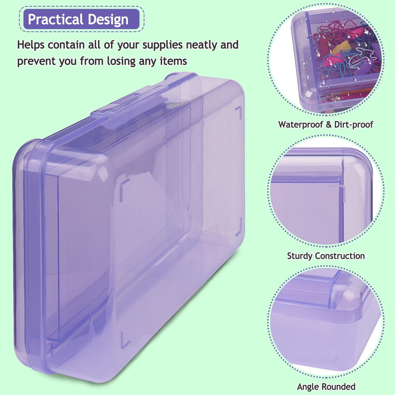 1 caja de lápices, caja de lápices de doble capa de gran capacidad, estuche rígido con tapa hermética, estuche de plástico para lápices de oficina, suministros escolares, cajas de bolígrafos,