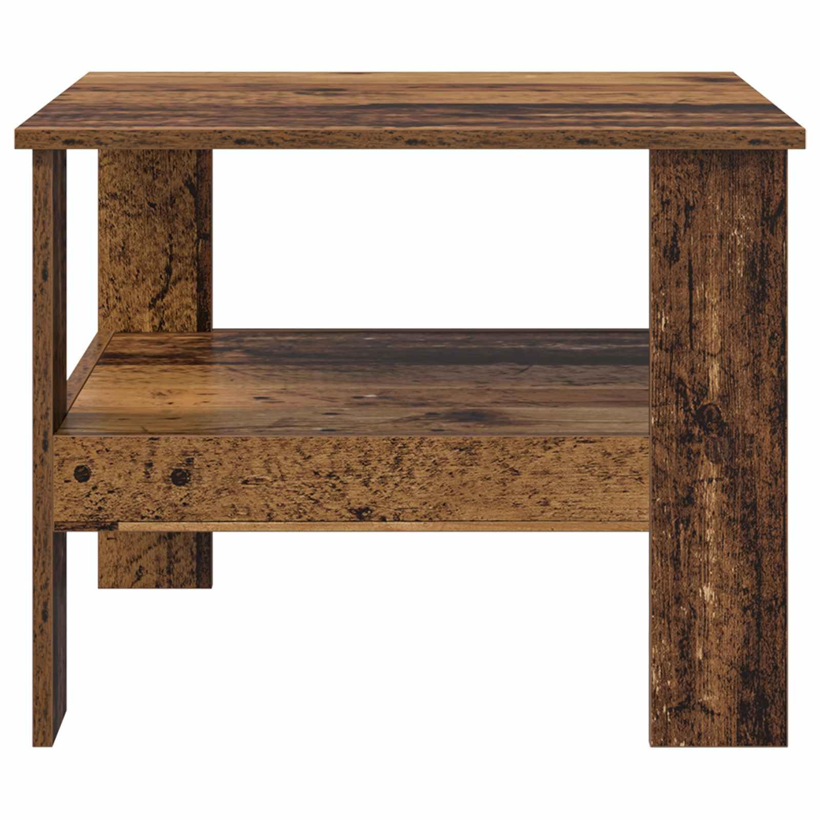 Tavolino da salotto in legno vecchio rettangolare 57 x 55 x 45 cm con ripiano contenitore, mobiletto moderno per soggiorno, salotto, ufficio, camera, angolo decorazione salvaspazio