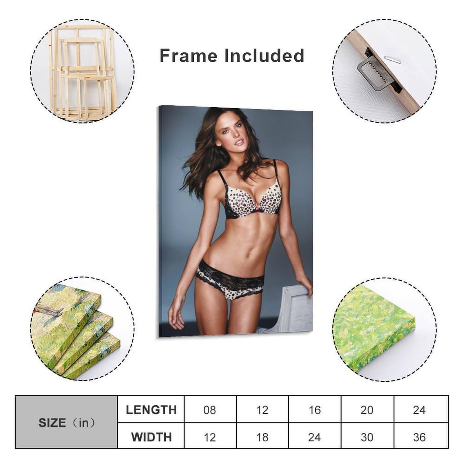 Alessandra Ambrosio Model Poster (17) Canvas Painting Poster Wall