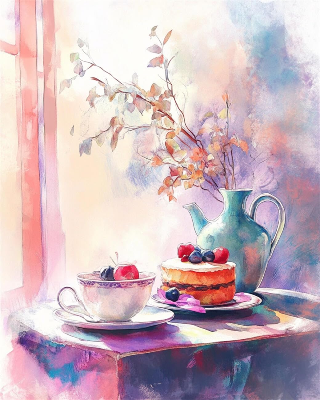 RKFLGEW DIY Seed Bead Embroidery Kits Watercolor Cake 40x50cm