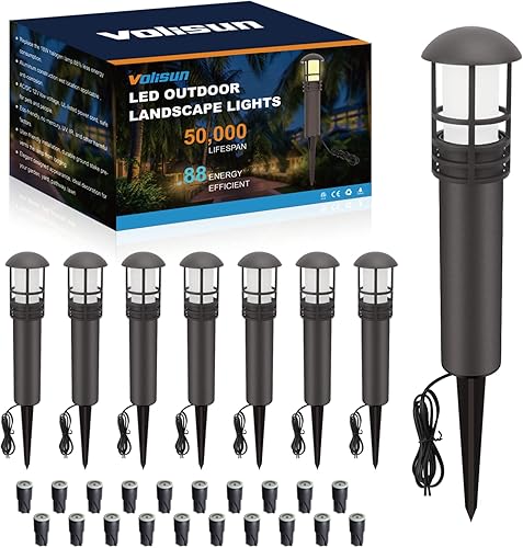 Miniatura 8 de VOLISUN Iluminación LED de paisaje para exteriores, paquete de 12 luces de camino de bajo voltaje de 3 W 12 V, luces de jardín impermeables para