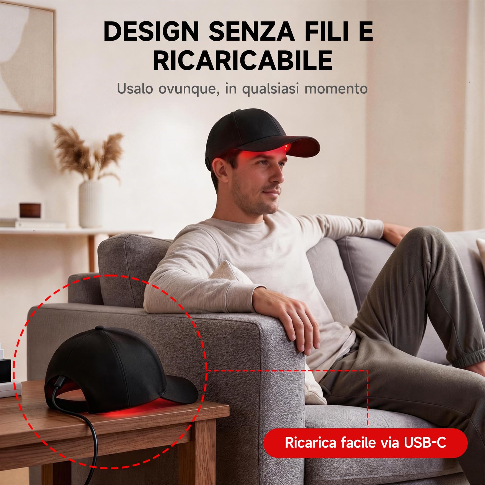 Cappellino Ricrescita Capelli, Cappellino per La Ricrescita Dei Capelli 7 Modalità, 660 nm 850 nm Riduce L'Untuosità E La Caduta Dei Capelli, Migliora La Salute Del Follicolo per Uomo e Donna