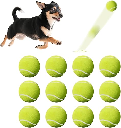 susu & wuwu Paquete de 12 mini pelotas de tenis para perros pequeños, pelotas de tenis pequeñas de 2 pulgadas para perros interactivos para jugar a