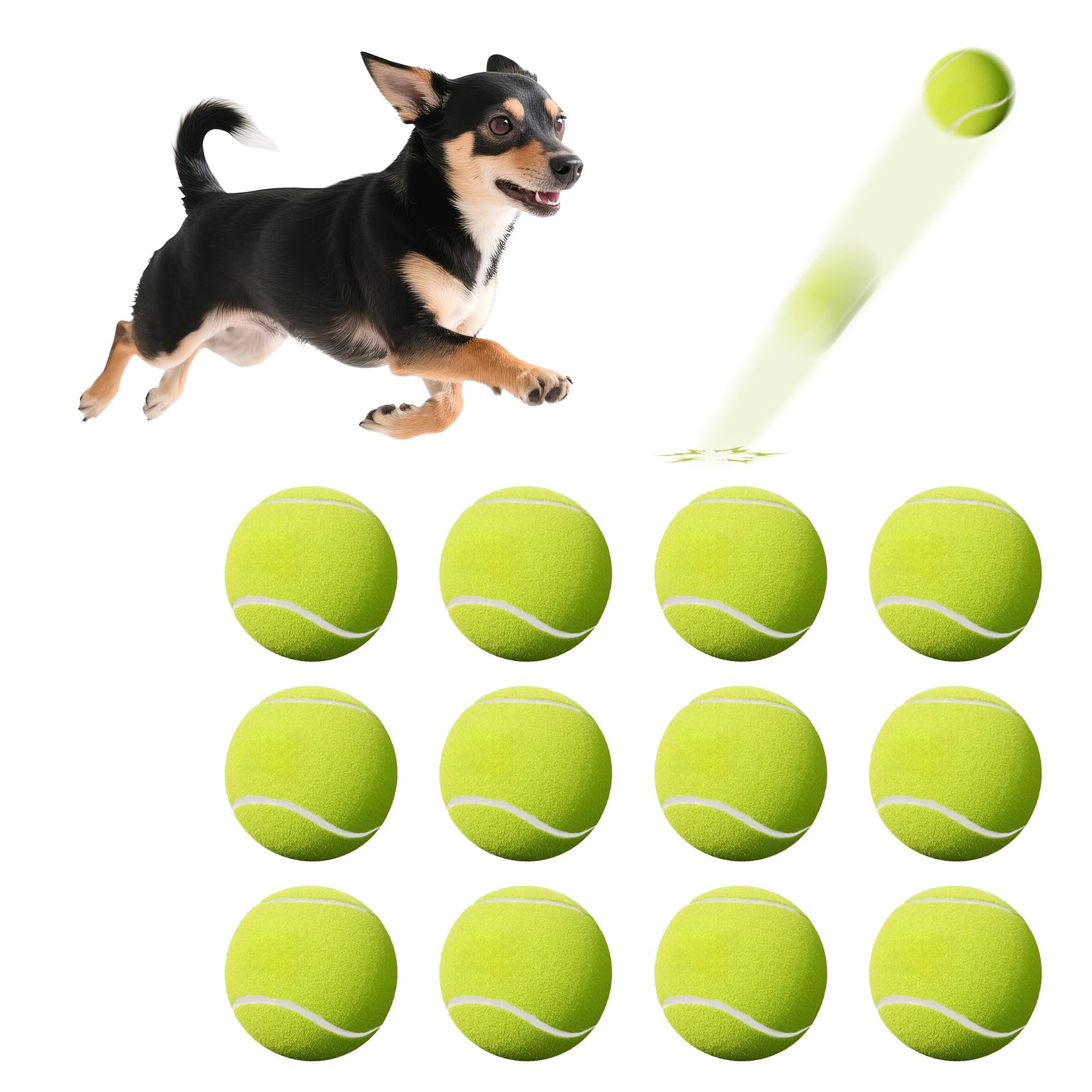 susu wuwu 12 Pack Mini Tennis Balls for Small Dogs 2 Inch Small Tennis Balls for Dog Interactive