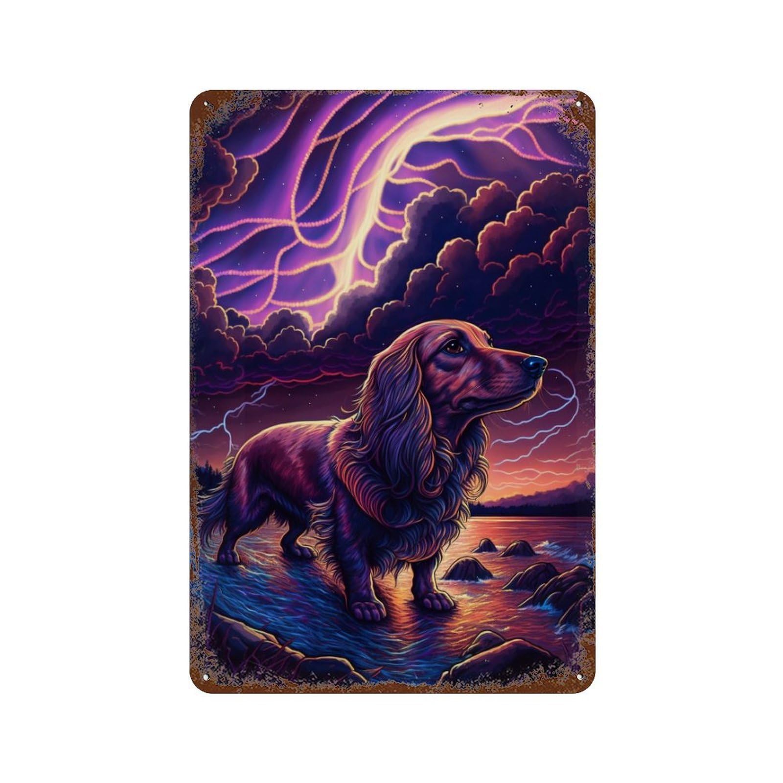 Thunderstorm Dog Majesty Rusty Metal Tin Sign 11.8"x7.9", Old School Wall Decor for Garage, Pub Or Kitchen