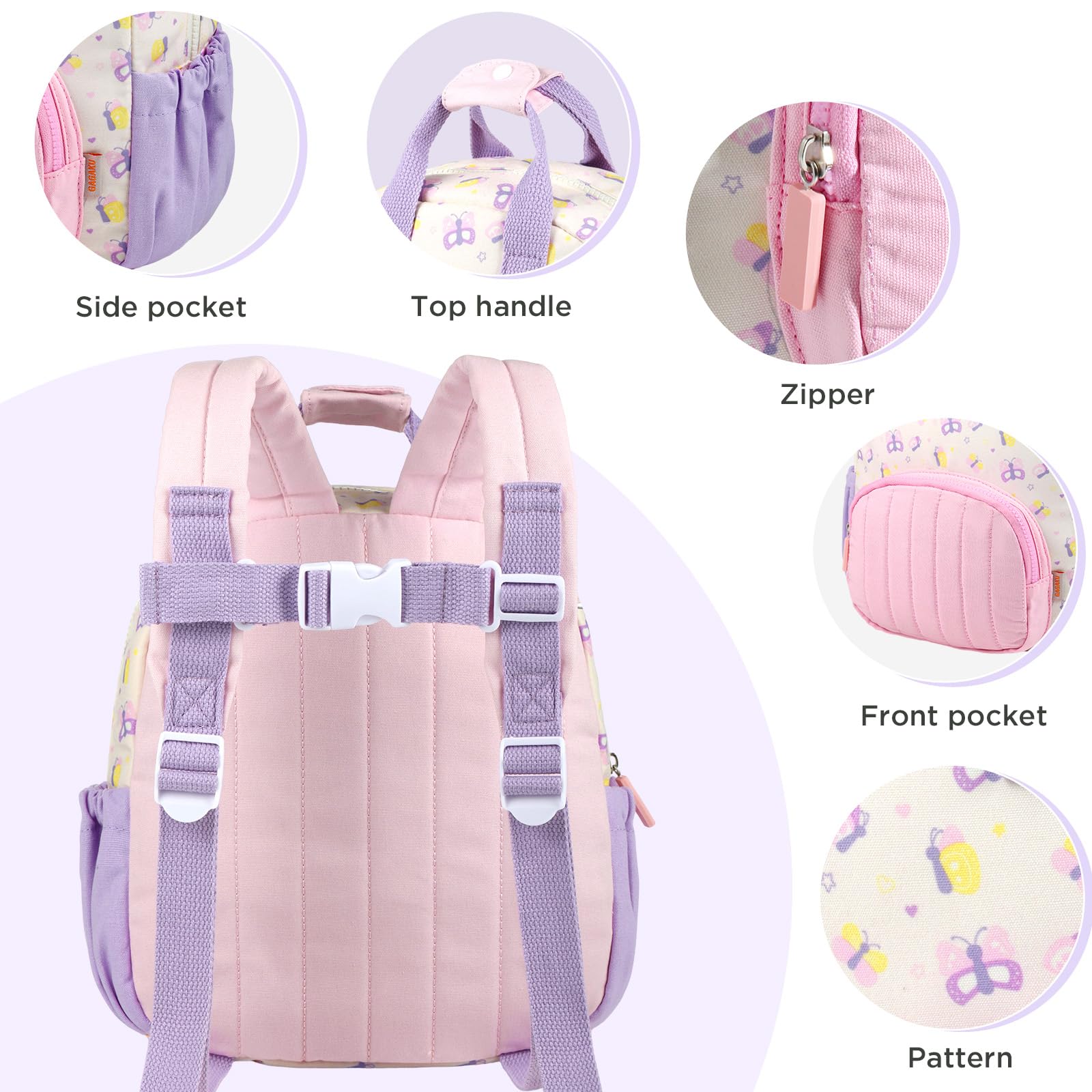 GAGAKU Zaino per bambini – Mini zaino per bambini da 2-4 anni zaino prescolare, Farfalla, Small, Zaini per bambini