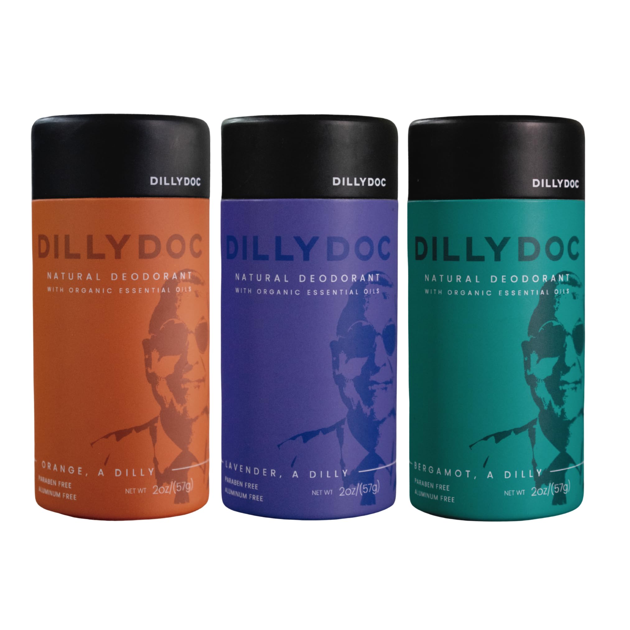 Dillydoc - Aluminum-Free Deodorant with Organic Essential Oils, Eco-Friendly Packaging, Natural Odor Protection, Vegan, Non-Toxic, Sustainable and Perfect for Sensitive Skin (3 Pack, Mix)