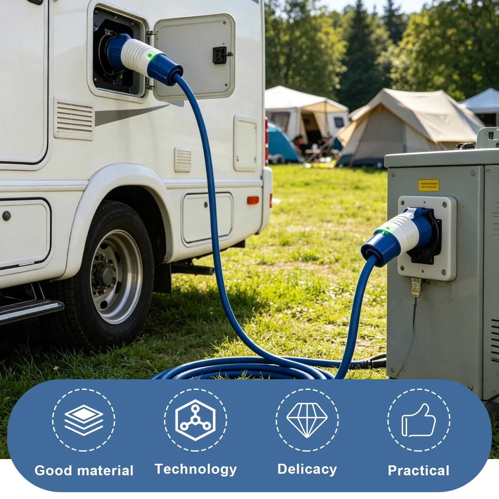 Prolongador CEE 10 M 230 V 16 A, alargador de camping coche, CEE alargador eléctrico IP44, cable alargador caravana CEE, adecuado para camping, caravana, barco, astillero