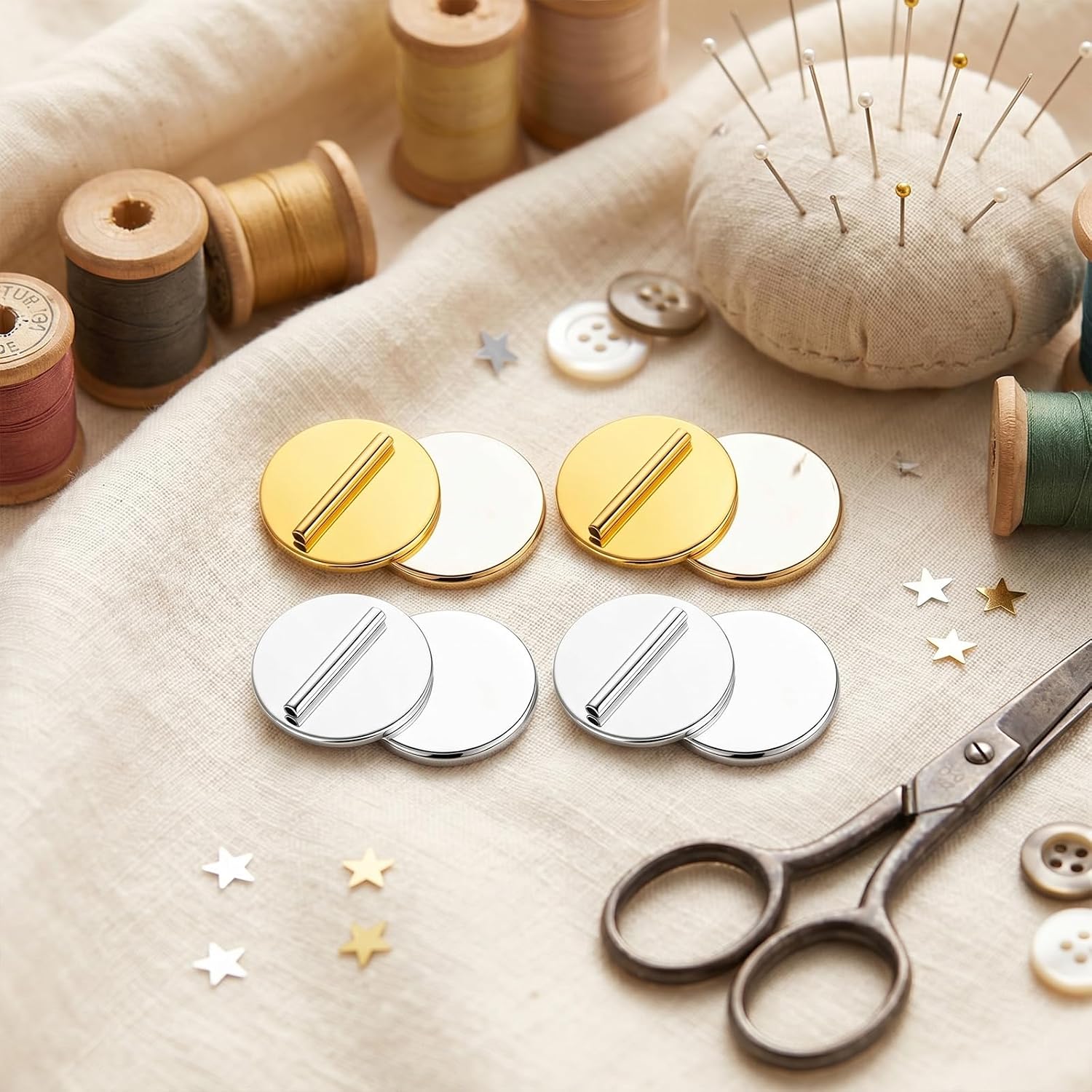 6 Pairs Mini Magnetic Pin Brooch Converters Magnetic Clasps Metal Pin Backs Clothing Pins Keepers Magnet Buckle Lapel Pins Brooch Holder Converter for Hijab Scarf Shawl Thin Fabric Invisible Christmas