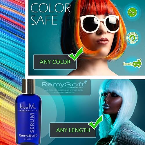 Miniatura 6 de BlueMax - Suero protector de silicona, seguro para extensiones de cabello, tejidos y pelucas, suero de fórmula de salón de 2 onzas