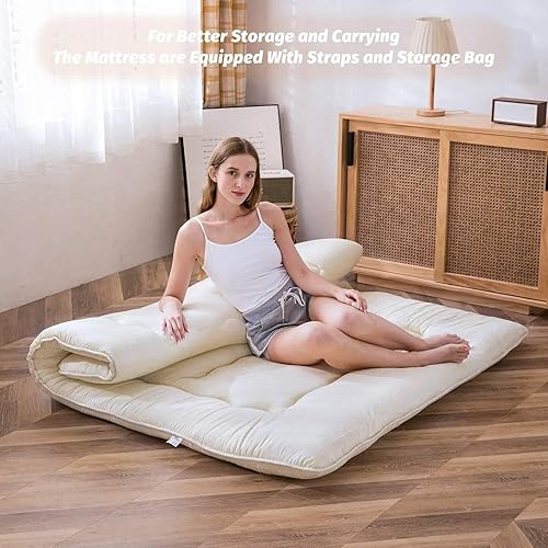 Miniatura 2 de Japanese Floor Mattress,Thick Futons Sofa Couch Bed,Thicken Sleeping Pad,Foldable Roll Up Floor Futon for Adults,Tatami Mat Dormitory Bed Lounger,4