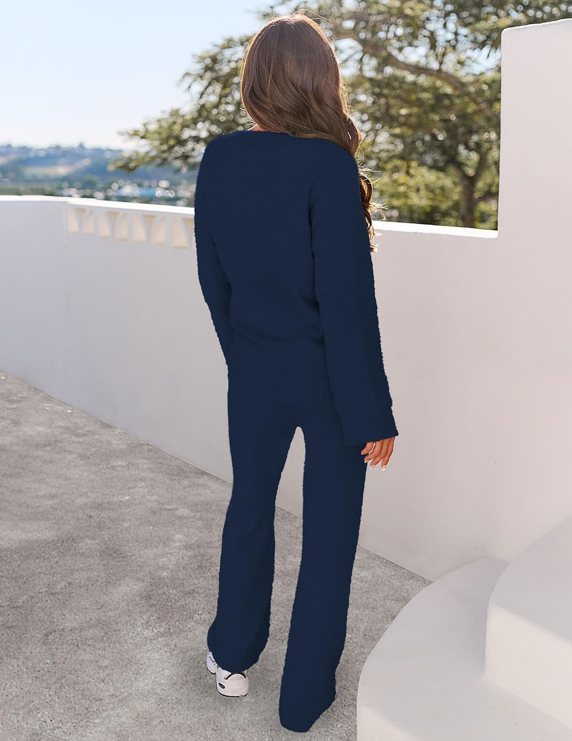 MEROKEETY Women's Lounge Sets 2026 Fall Fashion 2 Piece Outfits Sweater Pajama Set Fuzzy Loungewear Matching Winter Clothes - Image 4