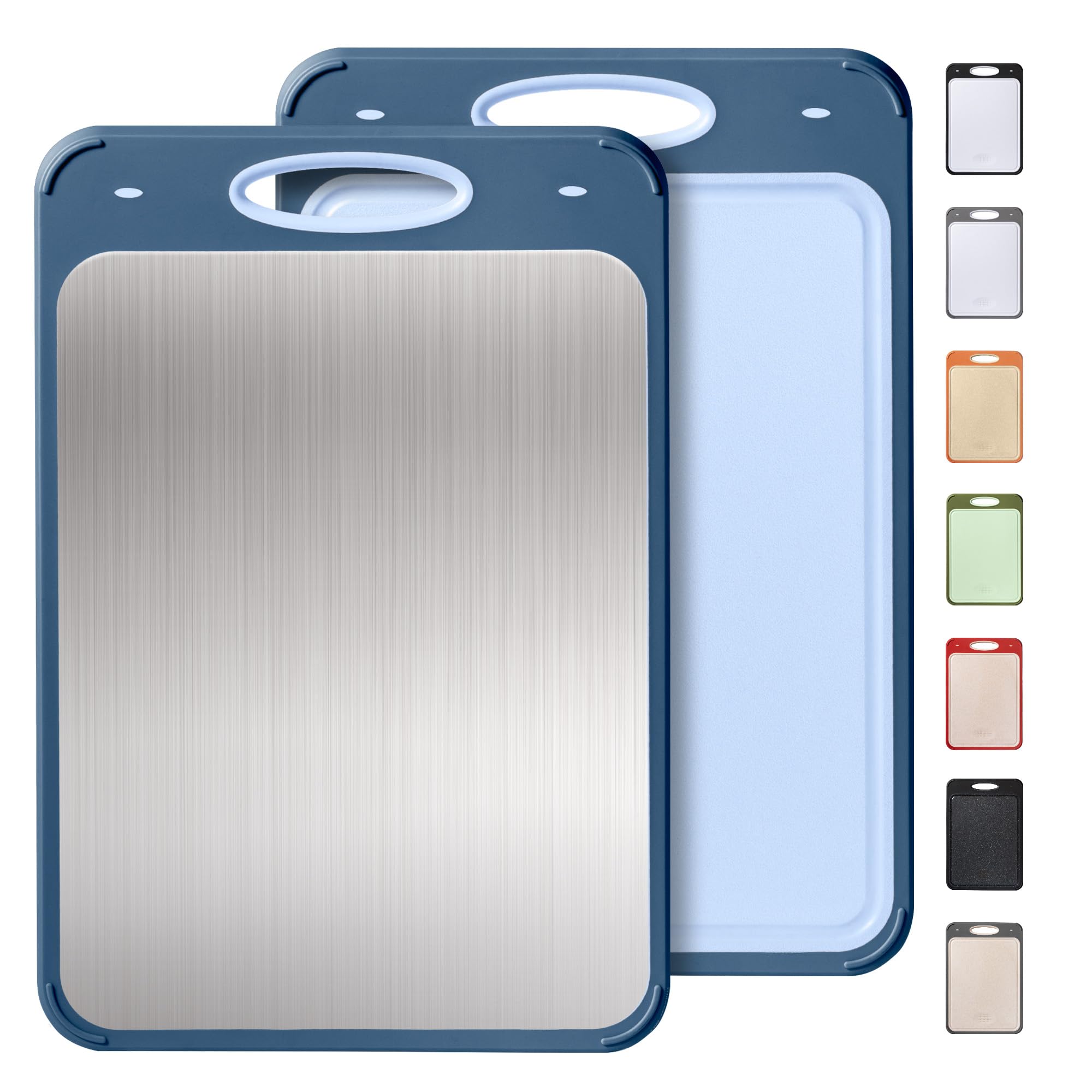 Tabla de cortar 2 en 1 de acero inoxidable con asa, tabla de cortar de carne grande, bloque de carnicero, accesorios de cocina, accesorios esenciales para el primer departamento, artículo