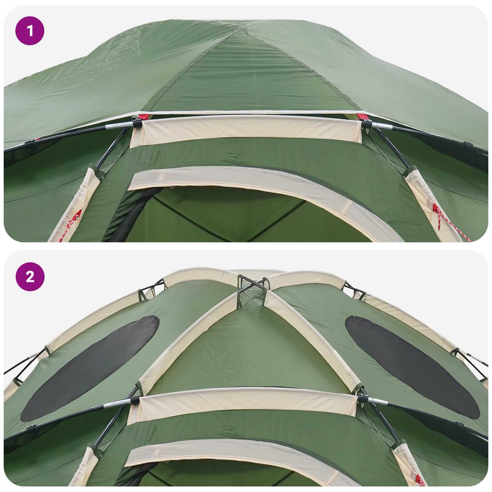 Toilettenzelt Grün wasserdicht aus 185T Polyester mit PU-Beschichtung, 310x310x221 cm, für 10 Personen, Campingzelt mit Belüftung, Outdoor Unterstand, einfach aufzubauen