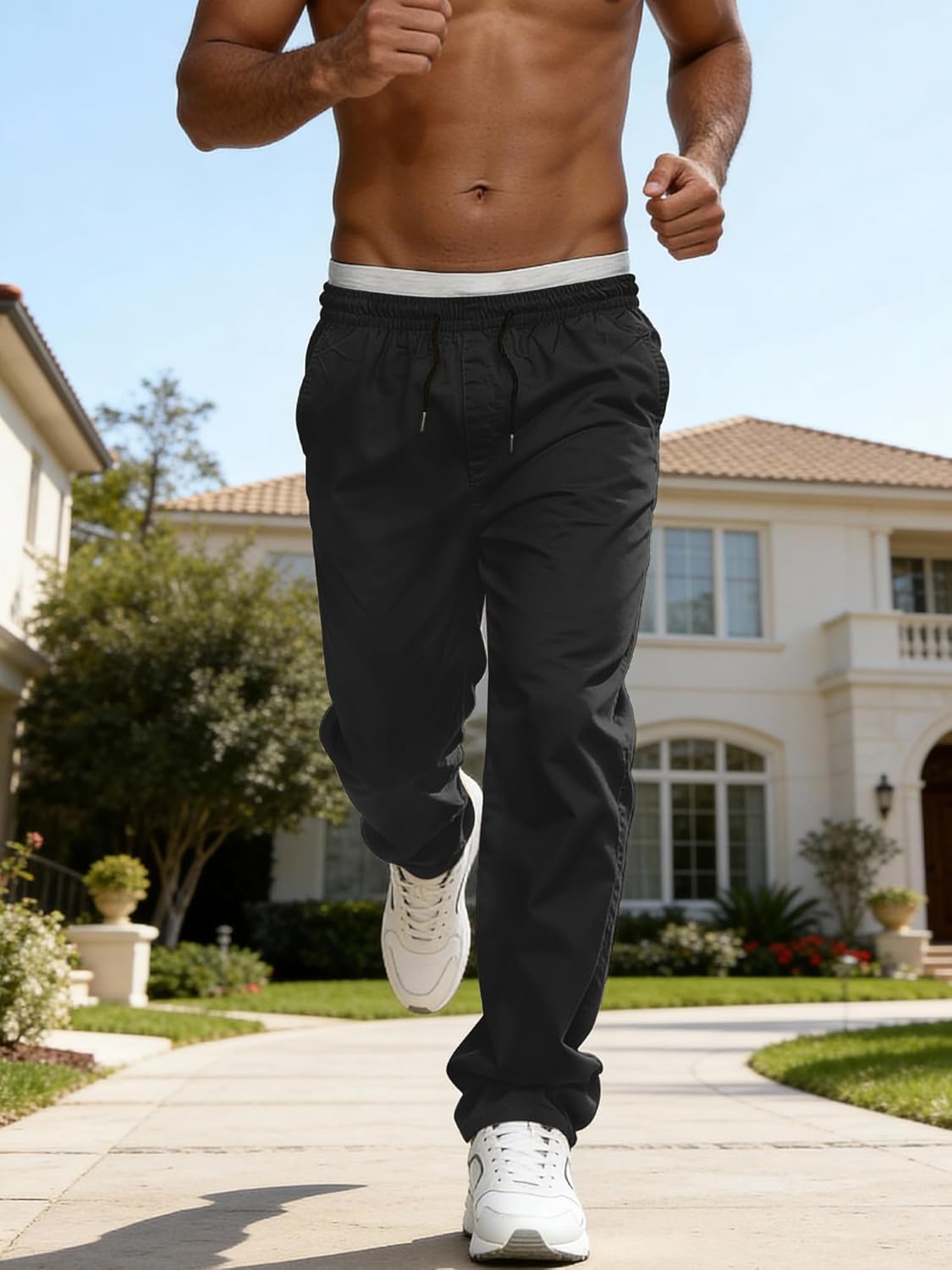 Comdecevis Mens Relaxed Fit Casual Pants Elastic Waist Sweatpants with Pockets Cargo Joggers - Image 3