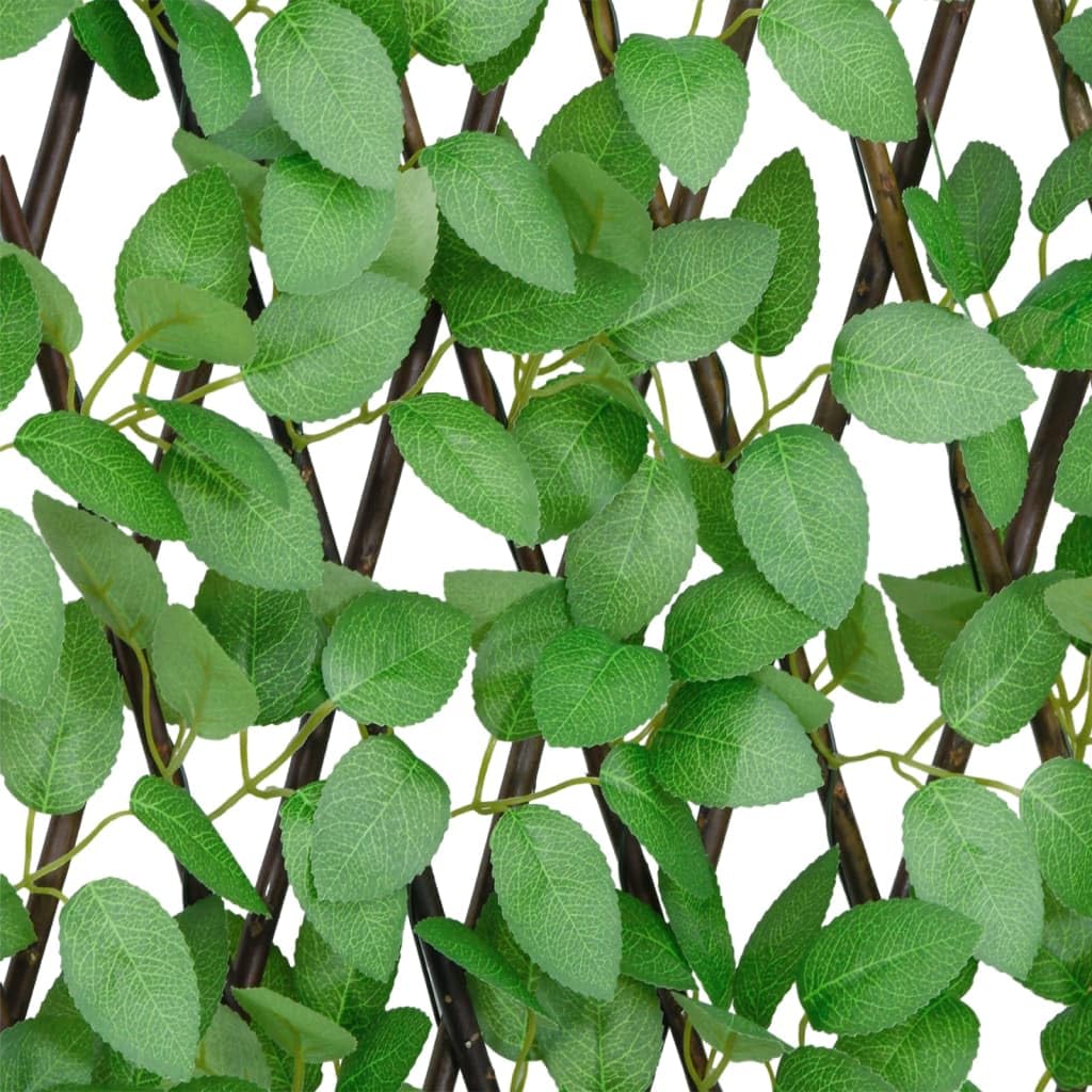 Griglia espandibile in legno con edera artificiale, frangivista per parete del giardino, 180 x 65 cm, larghezza regolabile 84 – 180 cm e altezza 30 – 65, robusta struttura in legno, facile da pulire