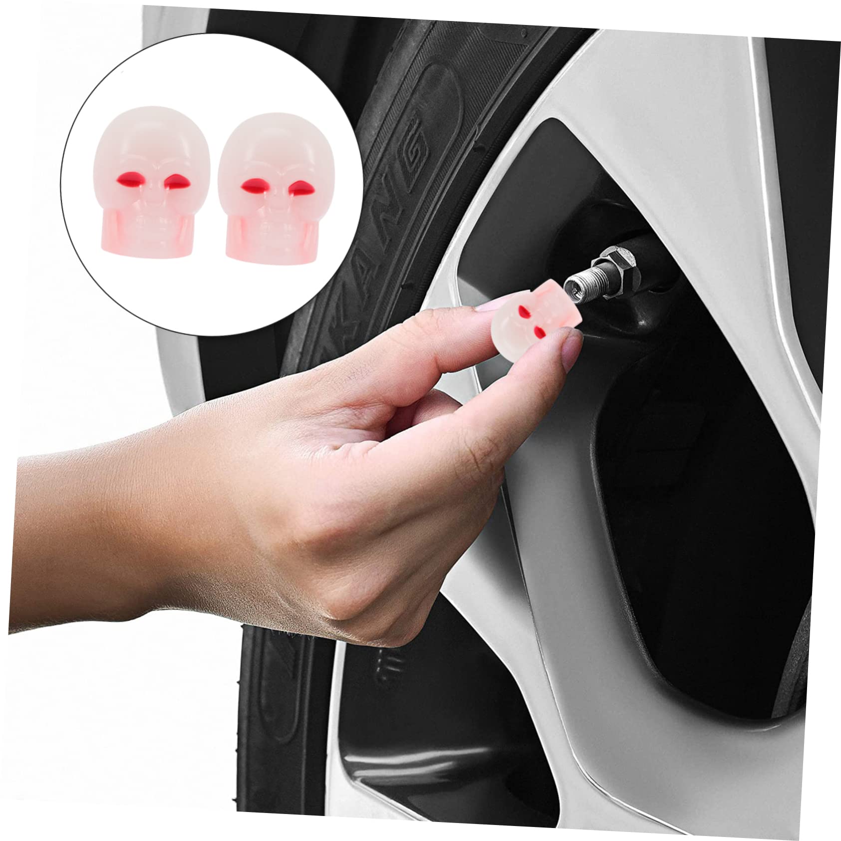 Gatuida 80pièces Capsules De Valve De Pneu Fluorescentes Forme De Crâne Lot de Bouchons Universels pour Voitures Et Vélos Décoration Nocturne pour Jantes