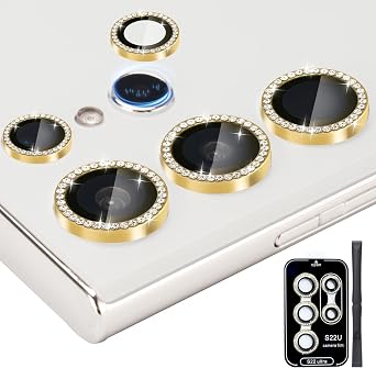 Camera Lens Protector for Samsung Galaxy S22 Ultra, Diamond Gold