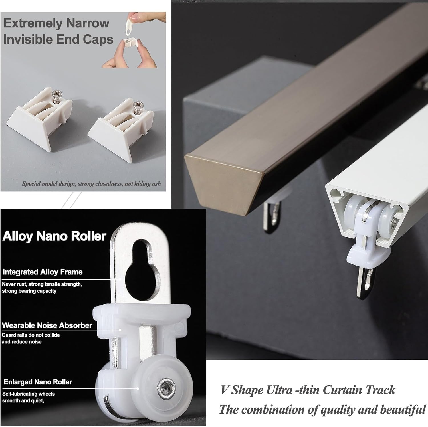 Robusto bastone per tenda da soffitto regolabile da 1 a 6 m, ideale per ufficio, soggiorno, camera da letto, elegante bianco, 4,8 m (4 x 1,2 m) e facile da installare