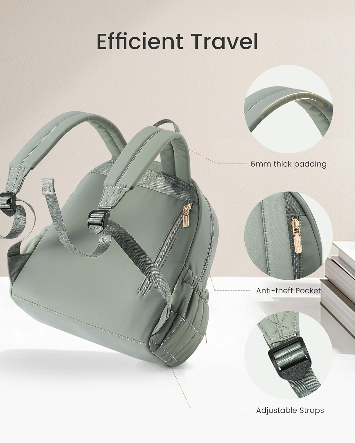 LOVEVOOK Small Backpack Purse for Women, Mini Puffer Backpack with Anti-theft Pocket, Lightweight Quilted Casual Daypack for Daily Work & Travel - Image 6