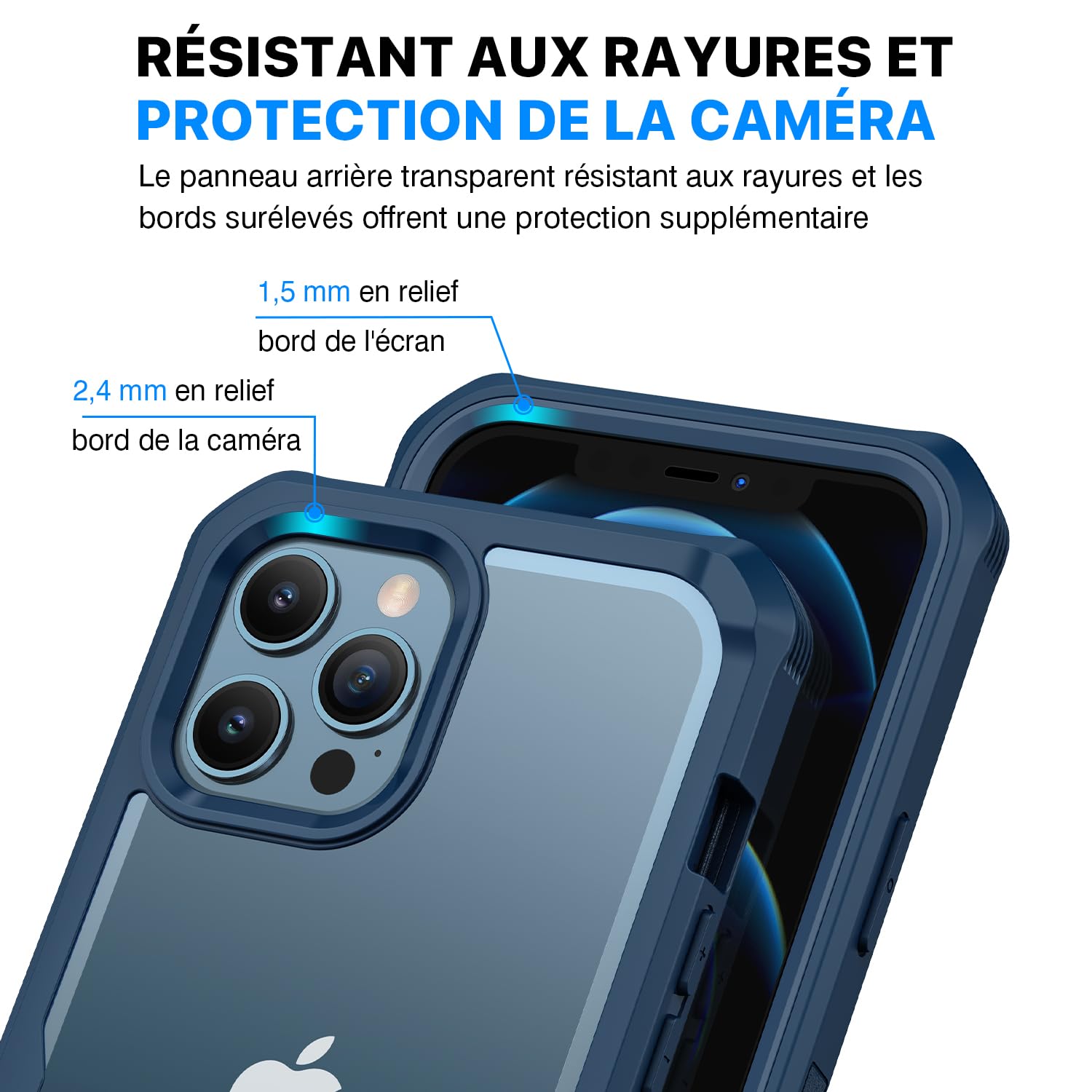 Coque IPhone 12/12 Pro CENHUFO - Protection Totale 360° - Verre Trempé Anti-espion - Noir
