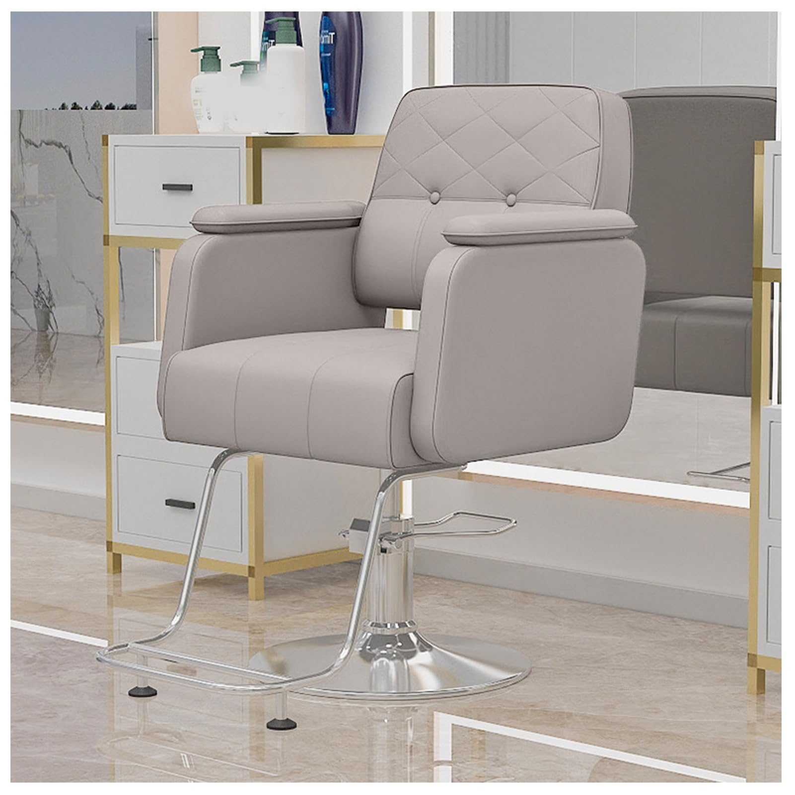 OZBMA Salon Chair for Hair Stylist, Chairs with Adjustable Hydraulic Pump, Stylist 360 Degrees Swivel Beauty Equipment,Gray,A