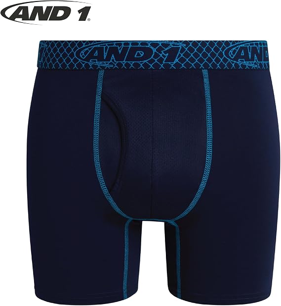 AND1 Mens Boxer Briefs 6 Pack Performance Boxers with Fly Pouch, 6 Inseam | Advanced Moisture-Wicking Technology Keeps You Cool, Dry, and Supported Through Every High-Performance Move
