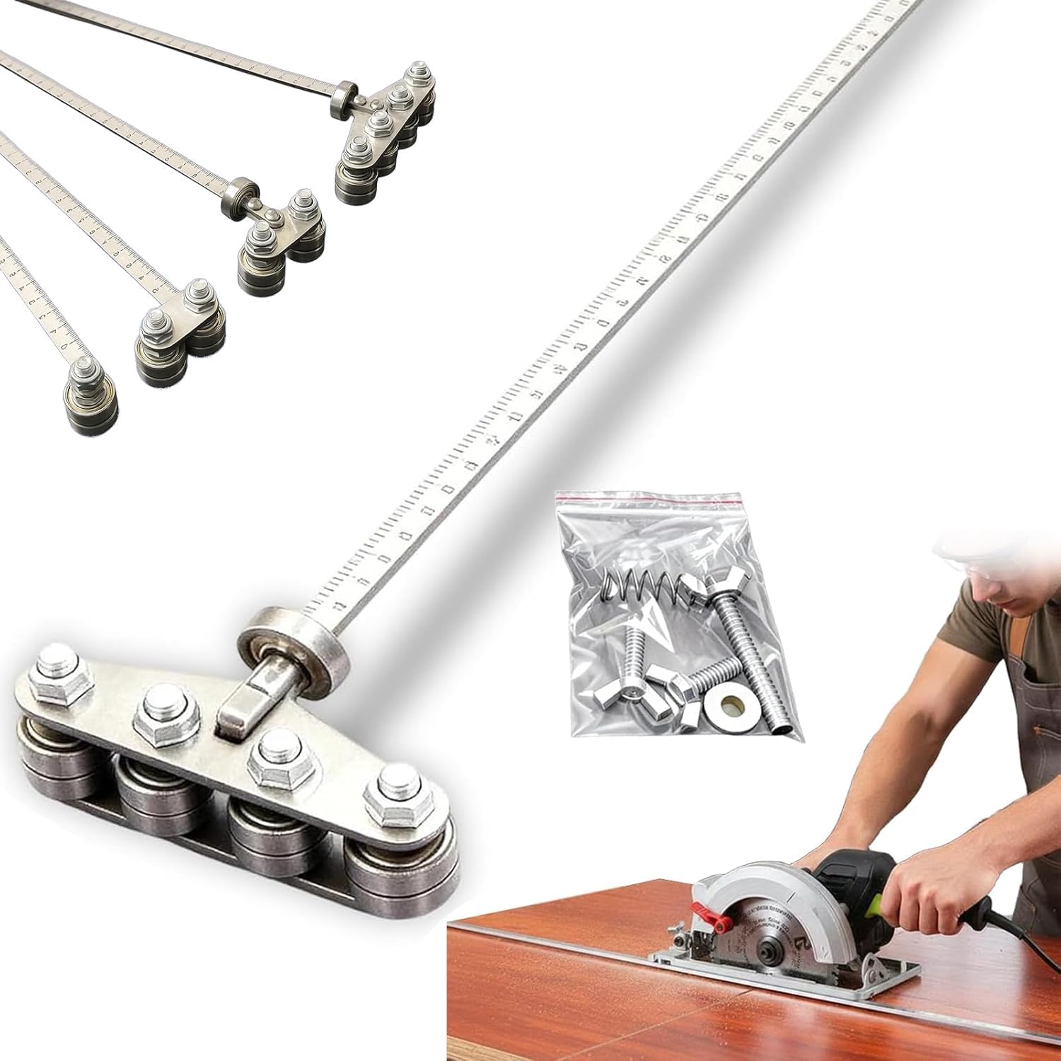 Positioning Calipers for Precise Measurements & Easy Wood Cutting, Stainless Steel Precision Cutting, Adjustable Precision Caliper Guide, Guide Measuring Tool for Circular Saws (Four-axis)