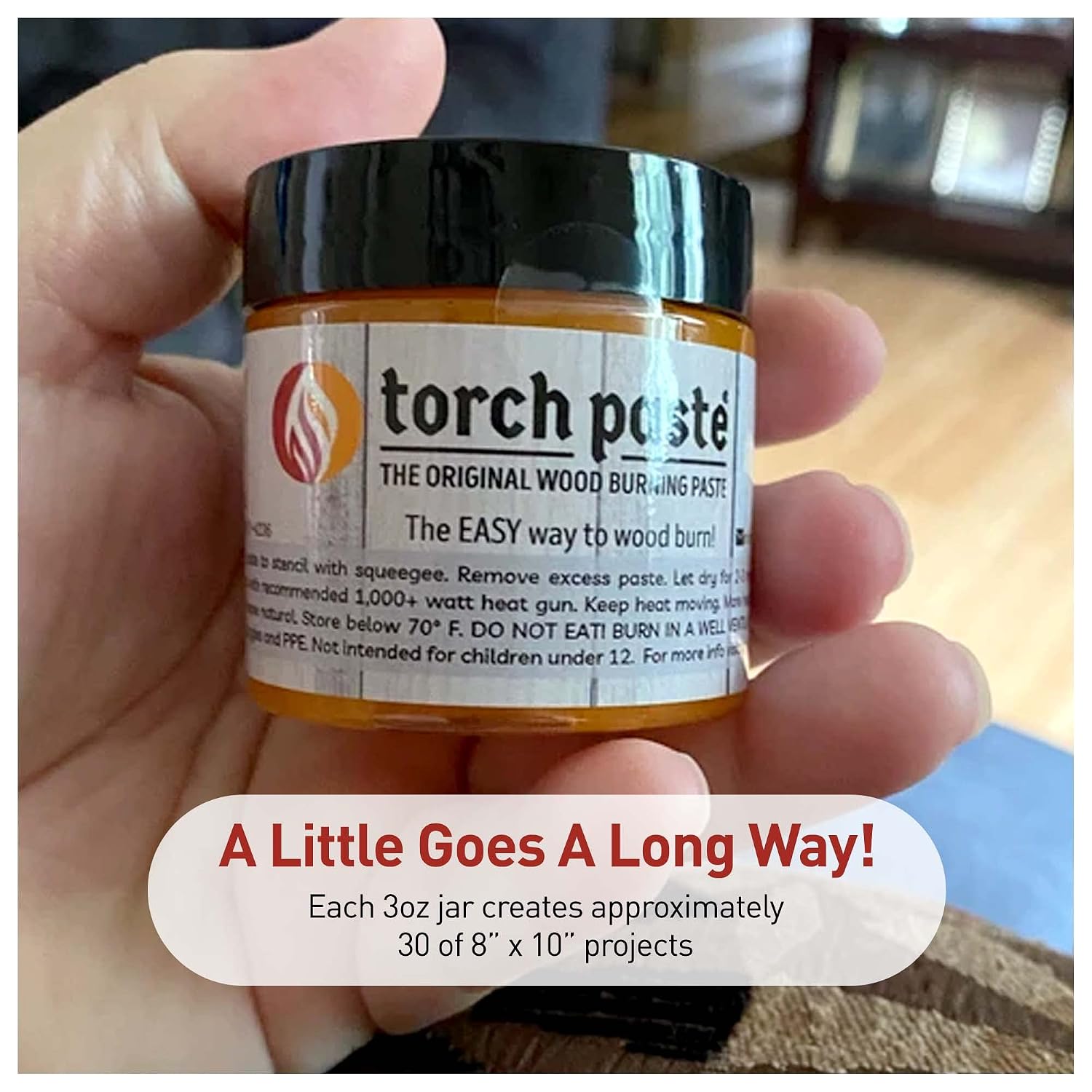 Torch Paste - The Original Wood Burning Paste | Made in USA | Heat Activated Non-Toxic Paste for Crafting & Stencil Wood Burning | Accurately & Easily Burn Designs on Wood, Canvas, Denim & More | 3 OZ