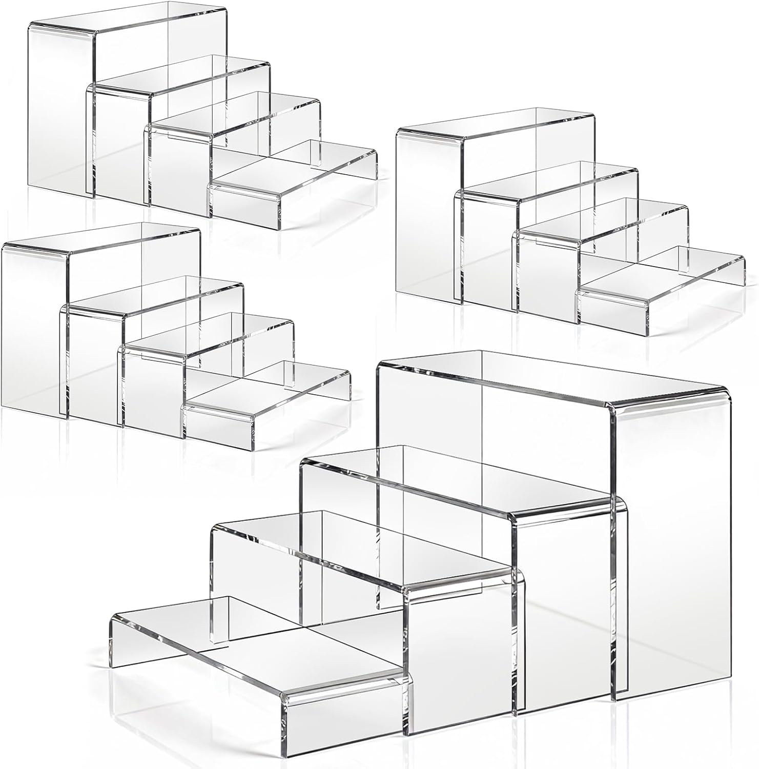 16-Piece Clear Acrylic Riser Set for Cupcakes & Display Shelves