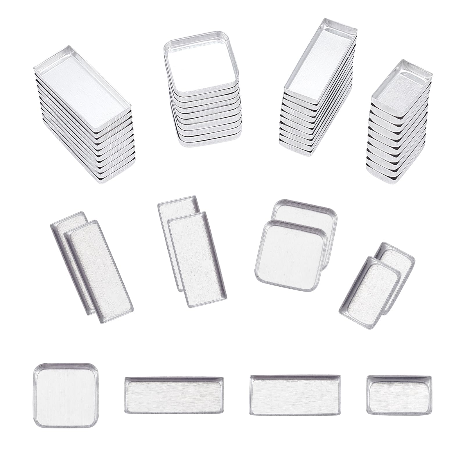 Boîtes rectangulaires en aluminium NICENEEDED pour fard à paupières et rouge à lèvres x80