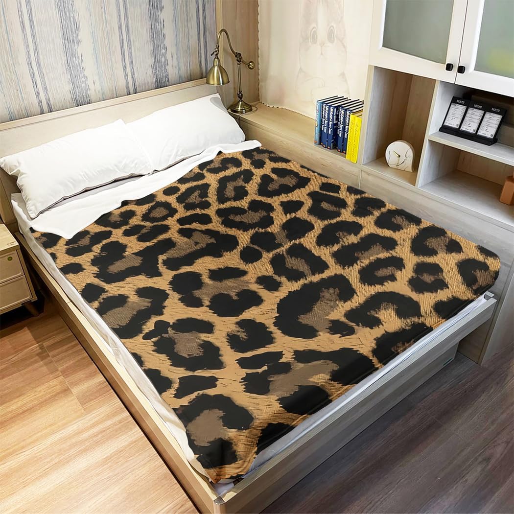 60"x80" Classic Leopard Print Blanket - Soft Fleece Throw, Wild Style for Home Decor - Image 3