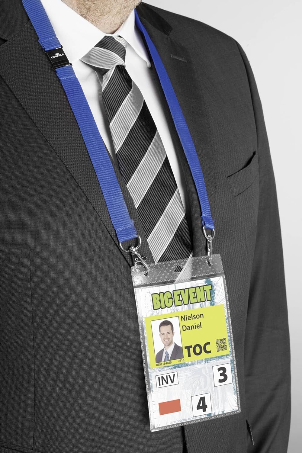 Durable Event Name Badge A6 with Dark Blue Lanyard | Pack of 10 | Lanyard Includes Safety Release | Ideal for Events and Exhibitions