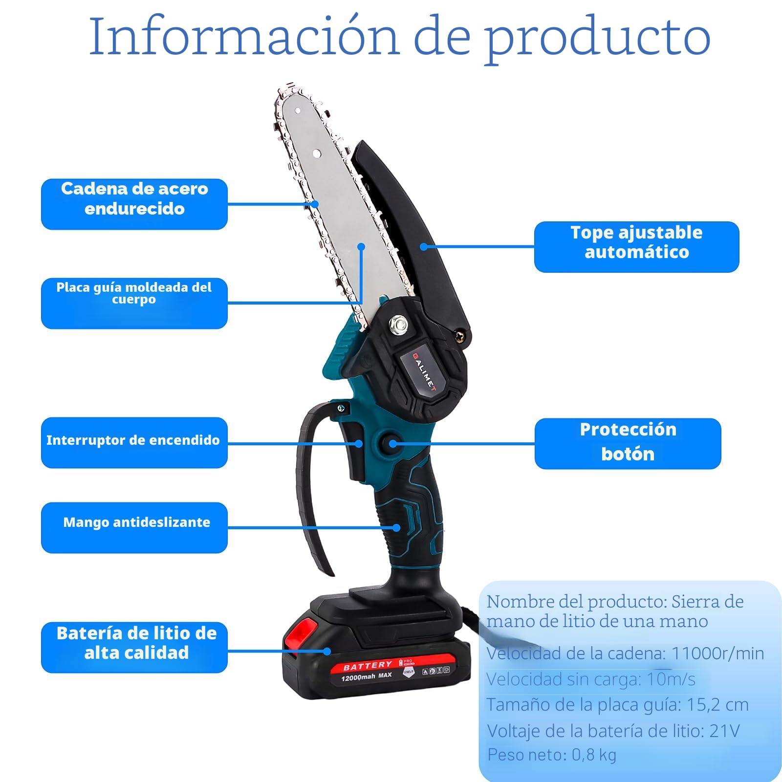 Mini motosierra eléctrica de 6 pulgadas con 2 baterías de 6000mAh y cargador,Batería de motosierra manual con cerradura de seguridad Batería de motosierra manual para podadoras podadoras cortador b