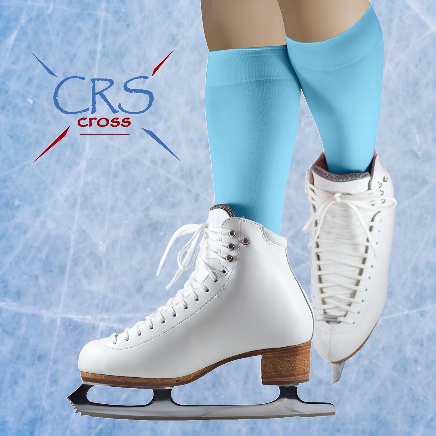 Miniatura 5 de CRS Cross Calcetines de patinaje artístico 2 pares de medias altas hasta la rodilla para patines de hielo calcetines de patinaje con pies medias
