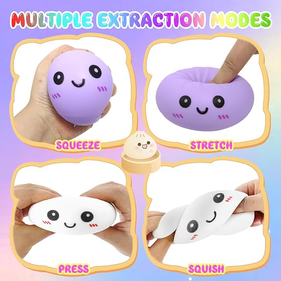 2pcs Squishy Bao Dumpling, Mystery Squishy Bao Dumpling Stress & Anxiety Relief Cute Steamer Bun Design For Relaxation Boys Girls Children Adults Students Home Office Classroom
