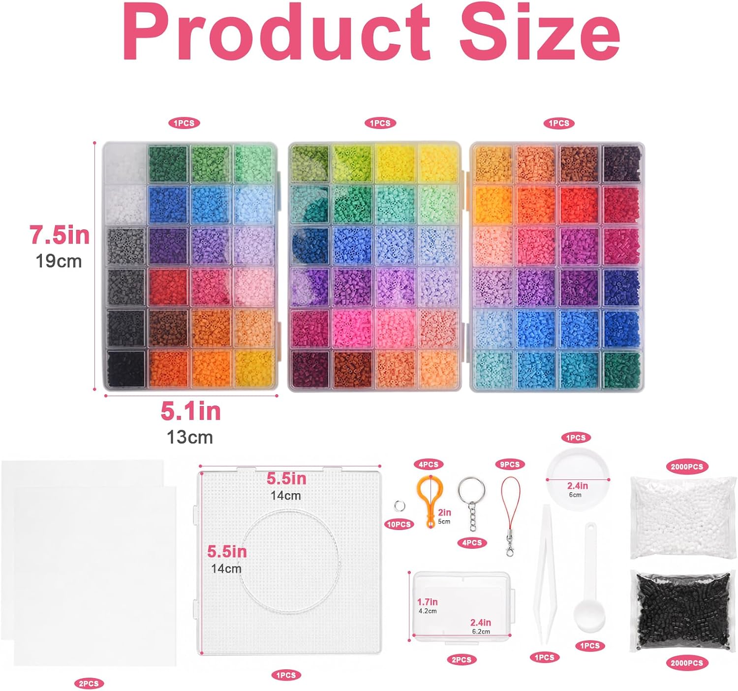 2.6mm Mini Fuse Beads Kit, 32800 PCS, 72 Colors Mini Iron Beads Set