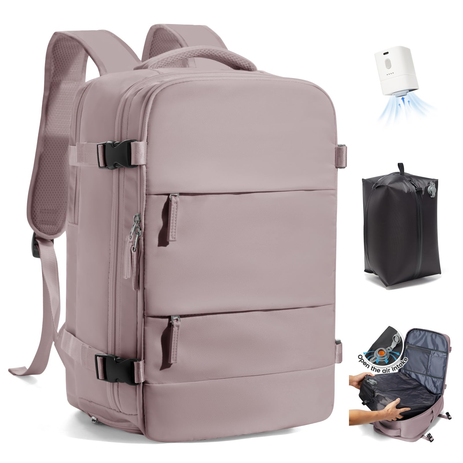 SZLX Zaino A Vuoto Con Pompa Donna, Zaino Ryanair 40x30x20 Sottovuoto Zaino da Viaggio Ryanair Wizzair, Ryanair Viaggio Ruscksack Dimensione Cabina Con Pompa Impermeabile Uomo Valigia A Vuoto