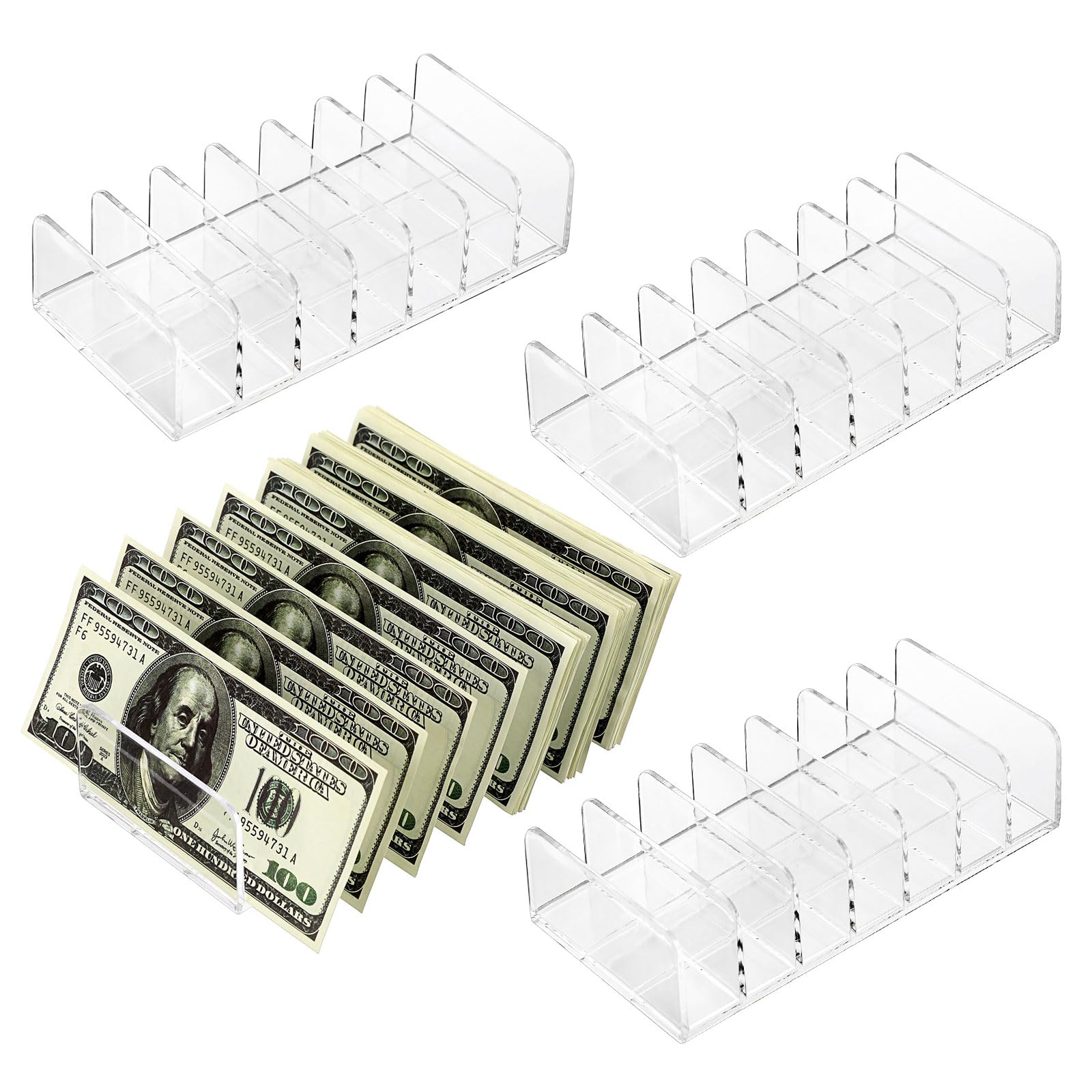 Hipiwe 4-Pack Plastic Eyeshadow Palette Makeup Organizer 7-Slot File Mail Organizer Clear Desktop Bill Divider Holder Cosmetic Accessories Storage