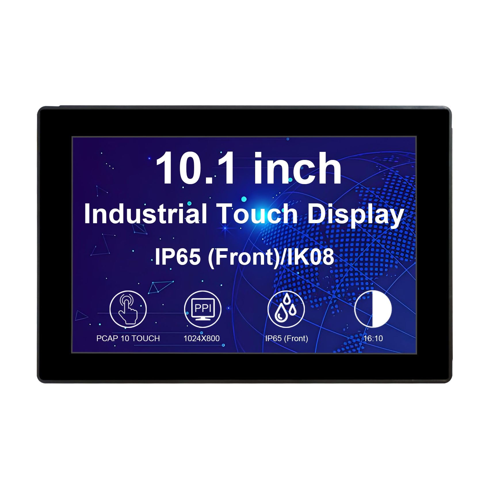 VSDISPLAY 10.1'' Industrial Touch Monitor, IP65 Front Waterproof