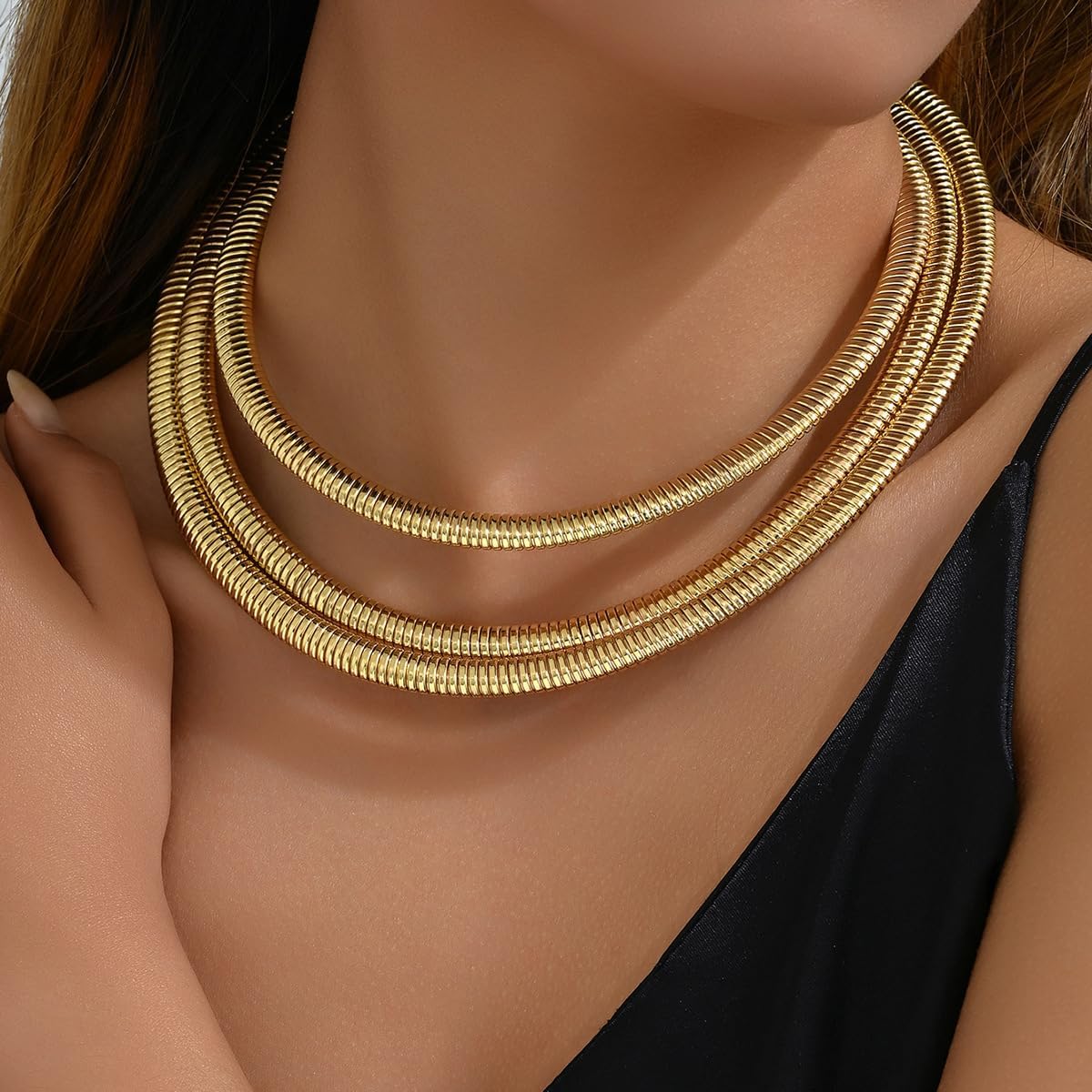 Chunky Choker Necklace for Women Gold Chunky Choker Snake Chain Statement Necklace Layered Choker Necklaces Jewelry for Women - Image 3