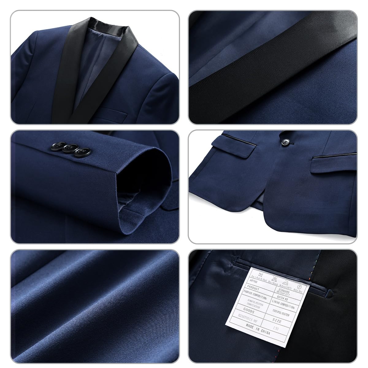 KUDORO Jungen Anzug 3 Teilig Klassisch Slim Fit Blazer Weste Hose