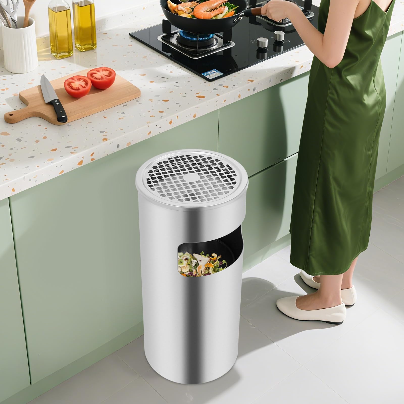 Posacenere in acciaio inox da 15 l, bidone combinato e posacenere per balconi, giardini e aree commerciali