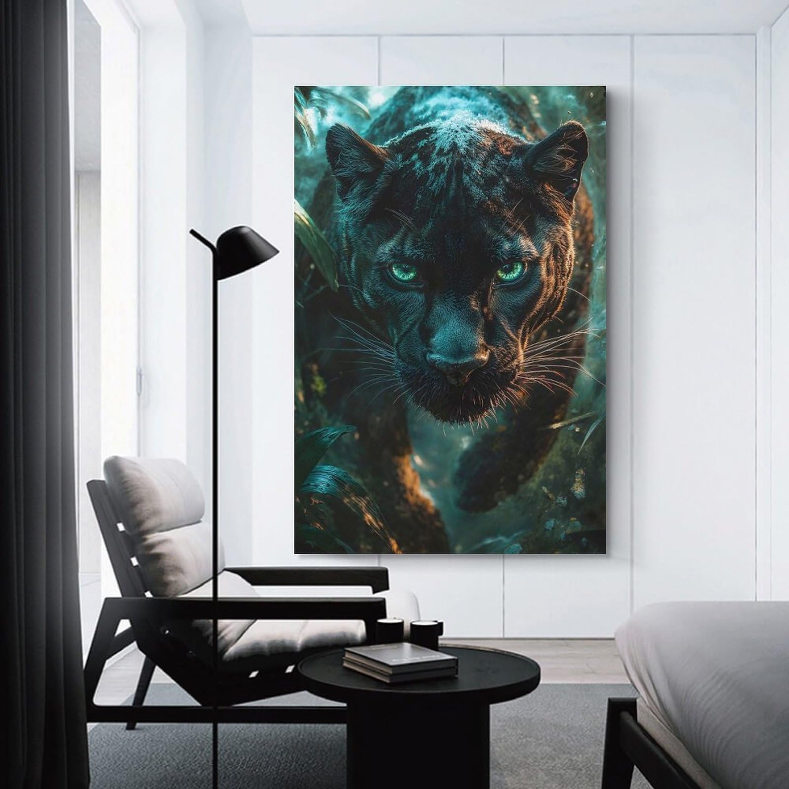 Canvas Wall Art Black Panther Close-Up, 20x30inch(50x75cm), for Bedroom, Guest Room Or Reading Nook, Canvas Wall Decor for Personal Spaces