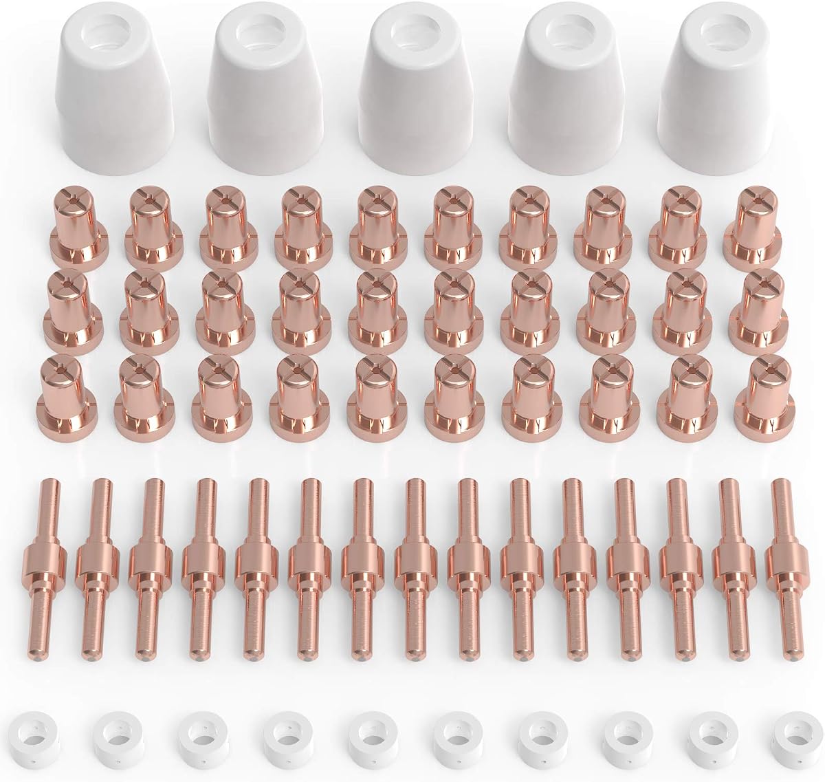 YESWELDER Kit de consumibles de plasma PT31 de 60 piezas para CUT-45/CUT-50 | 30 puntas, 15 electrodos, 10 anillos, 5 copas, compatible con antorchas de corte por plasma L-TEC PT-31, JG-40, WSD-LG40