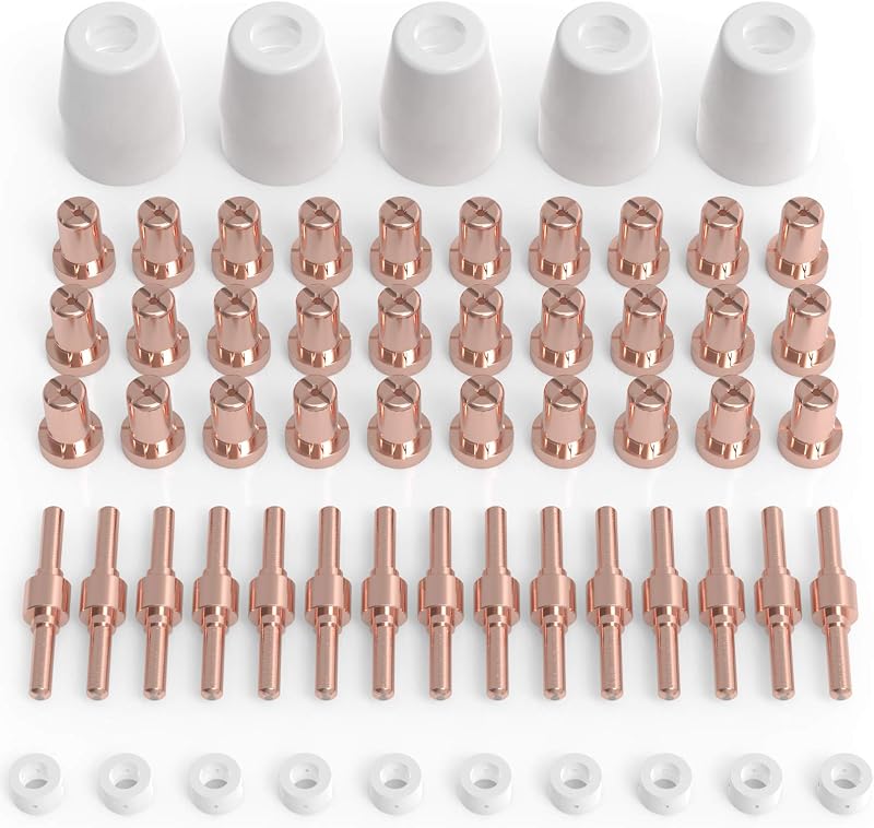 YESWELDER Kit de consumibles de plasma PT31 de 60 piezas para CUT-45/CUT-50 | 30 puntas, 15 electrodos, 10 anillos, 5 copas, compatible con antorchas de corte por plasma L-TEC PT-31, JG-40, WSD-LG40
