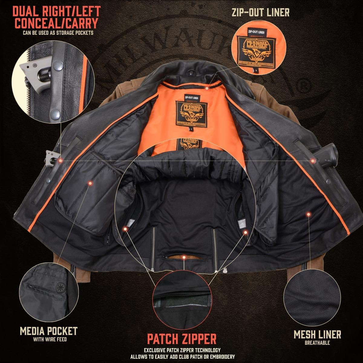 Milwaukee Leather Women's Classic Premium Leather Motorcycle MC Style Riding Jacket - Image 4