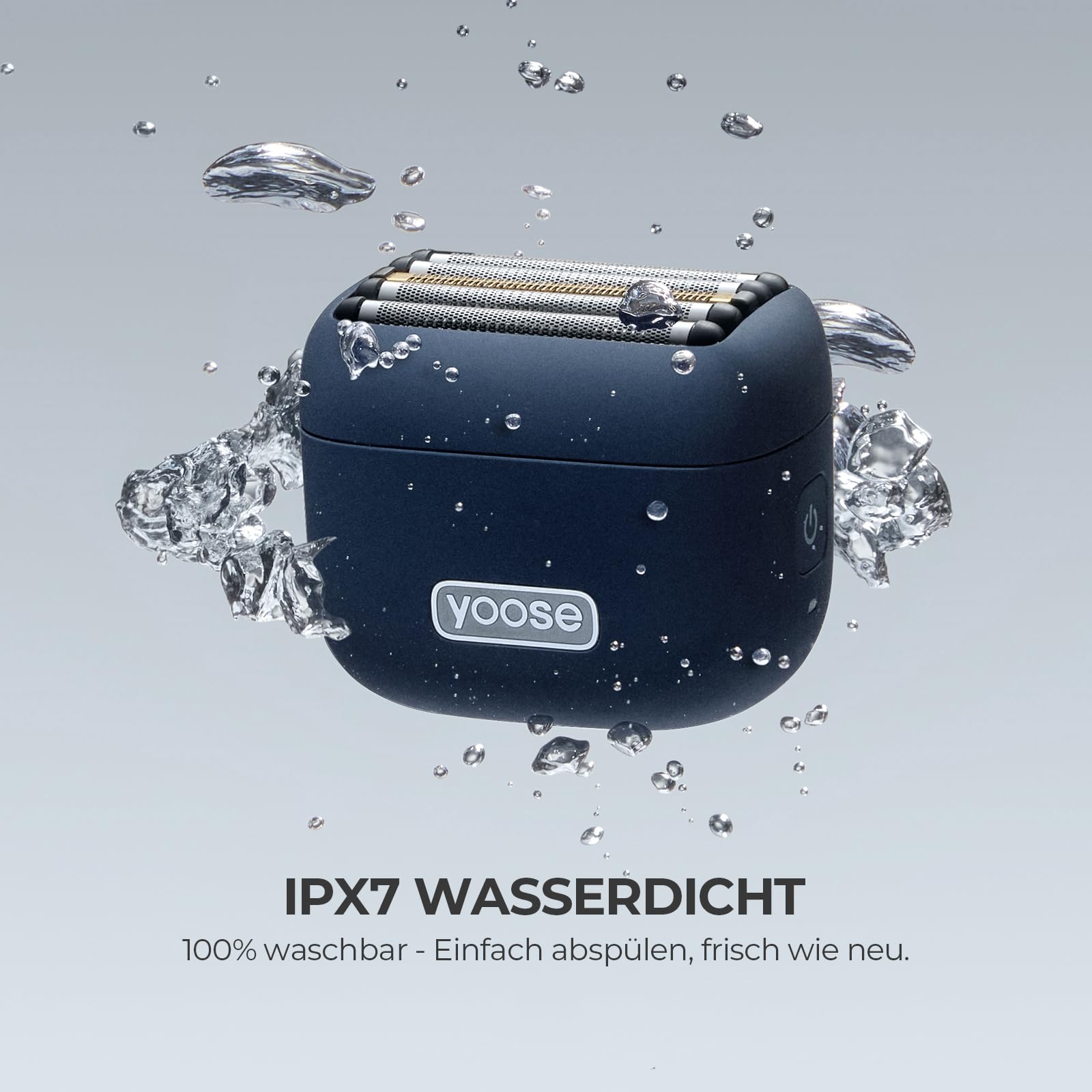Yoose MINI 5 Rasierer Herren Elektrisch Bart Trimmer, Elektrischer Elektrorasierer Mann Nassrasierer Trockenrasierer, IPX7 Wasserdicht, Wiederaufladbar mit USB C, 100 Min Laufzeit, Blau